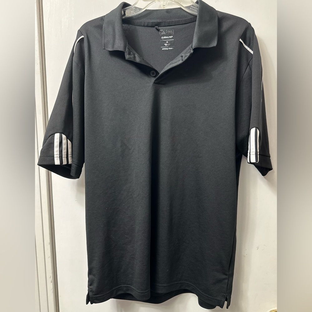 Adidas Men's Polo Shirt in Black with White Accents